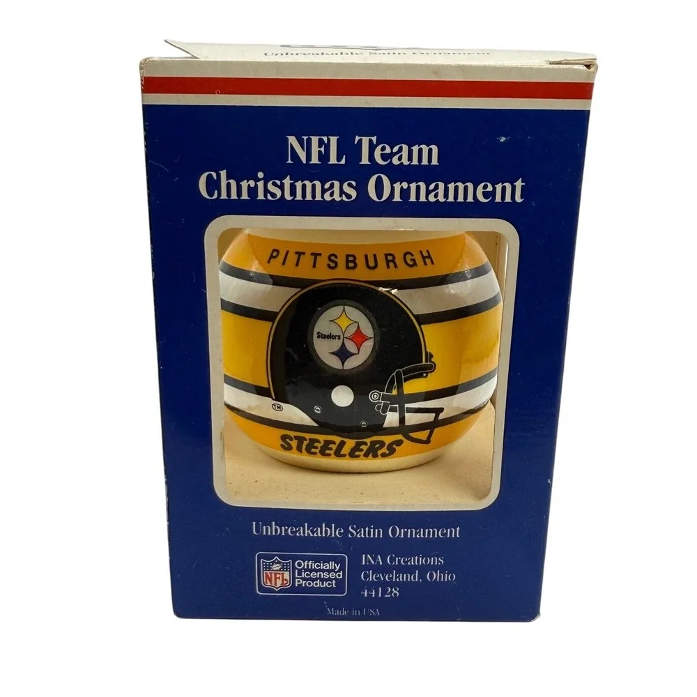 Vintage NIB Pittsburgh‎ Steelers NFL Christmas Ornament Unbreakable Satin Ball